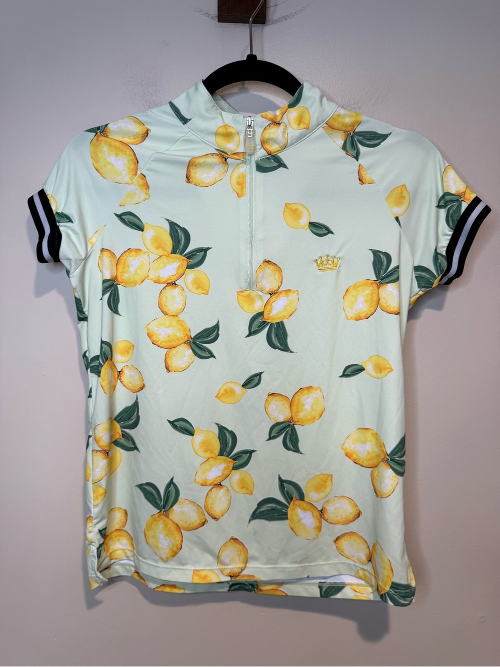 Lemon Print Short Sleeve Cycling Jersey - Mint/Yellow